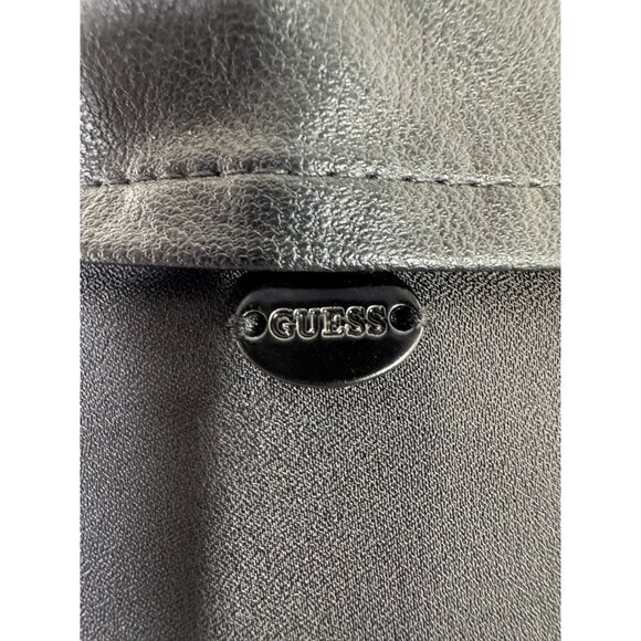 Guess Womens Long Sleeve Animal Print Blouse With Faux Leather Collar Size M Mad - Picture 4 of 7